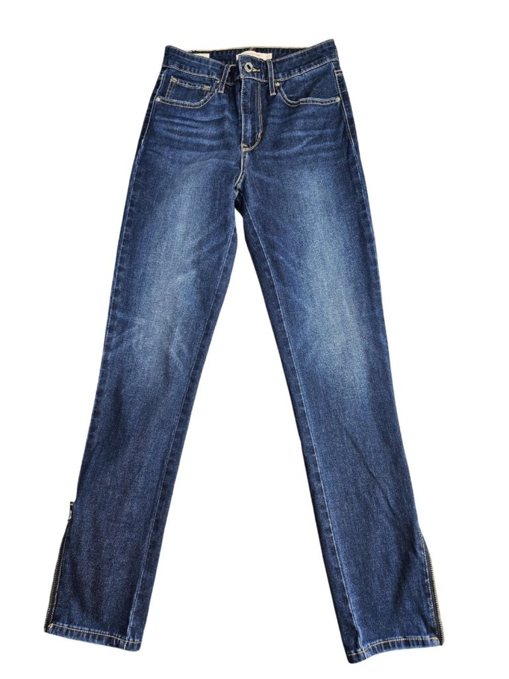 Levi's 721 High Rise Skinny Jeans Womens 27 Blue Med Wash Ankle Zip Stretch